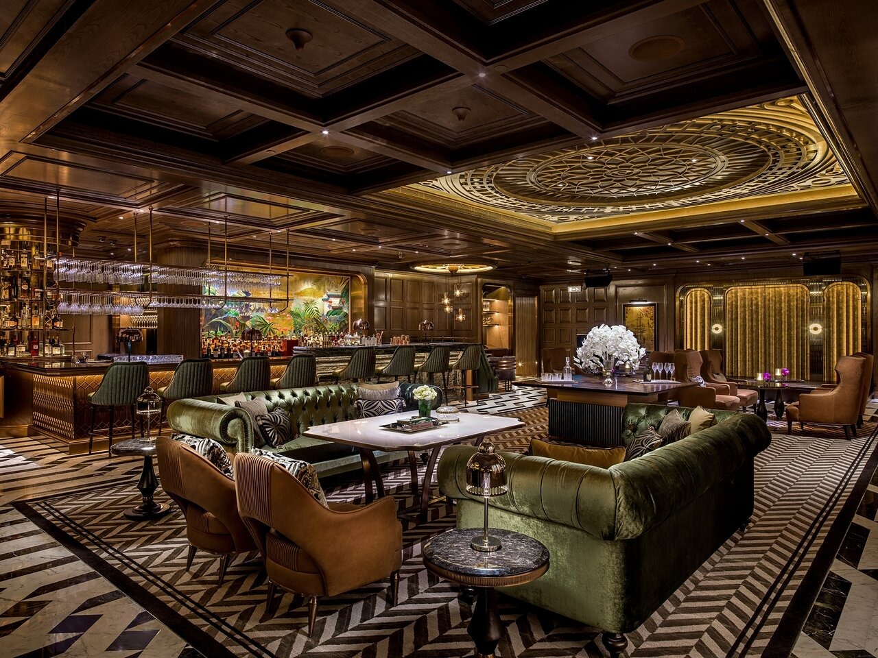 Elegant indoor restaurant with comfortable living room and catering offer